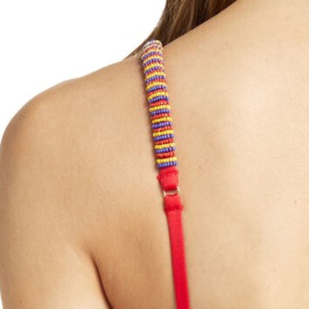 FARM Rio Red One-Piece Swimsuit with Beaded Straps - Picture 4 of 8